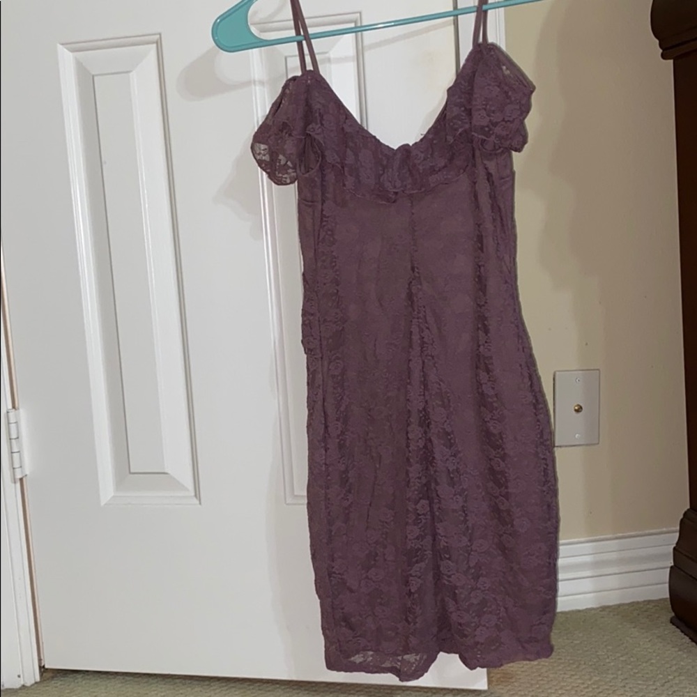 Mauve Ruffled Mini Dress - Picture 2 of 2